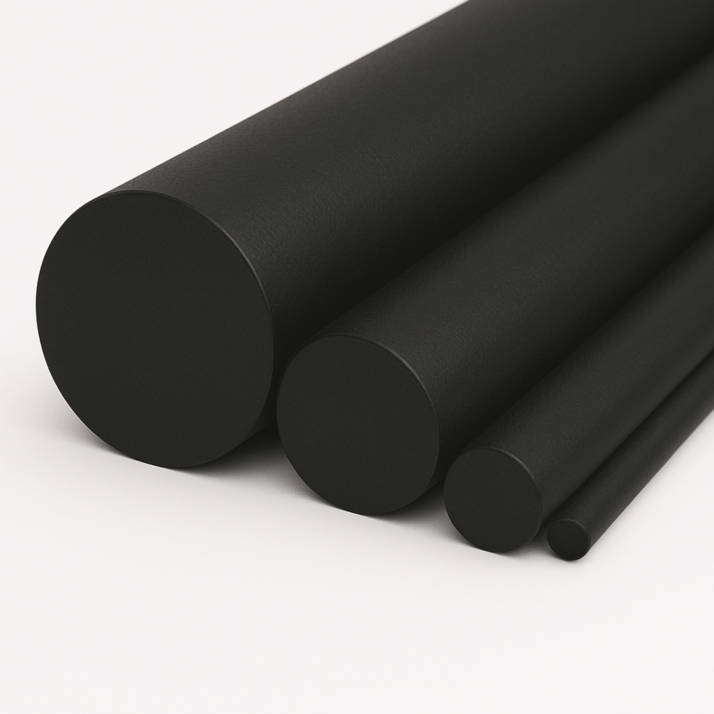 PEEK schwarz Rundstäbe (Ø 20-80 mm)