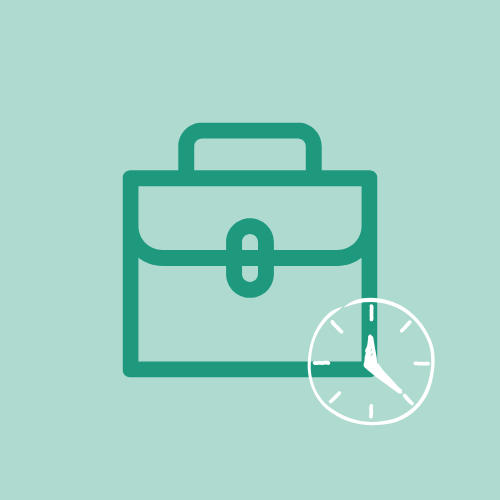 Stilisierte Grafik von einem Koffer auf grünem Hintergrund.