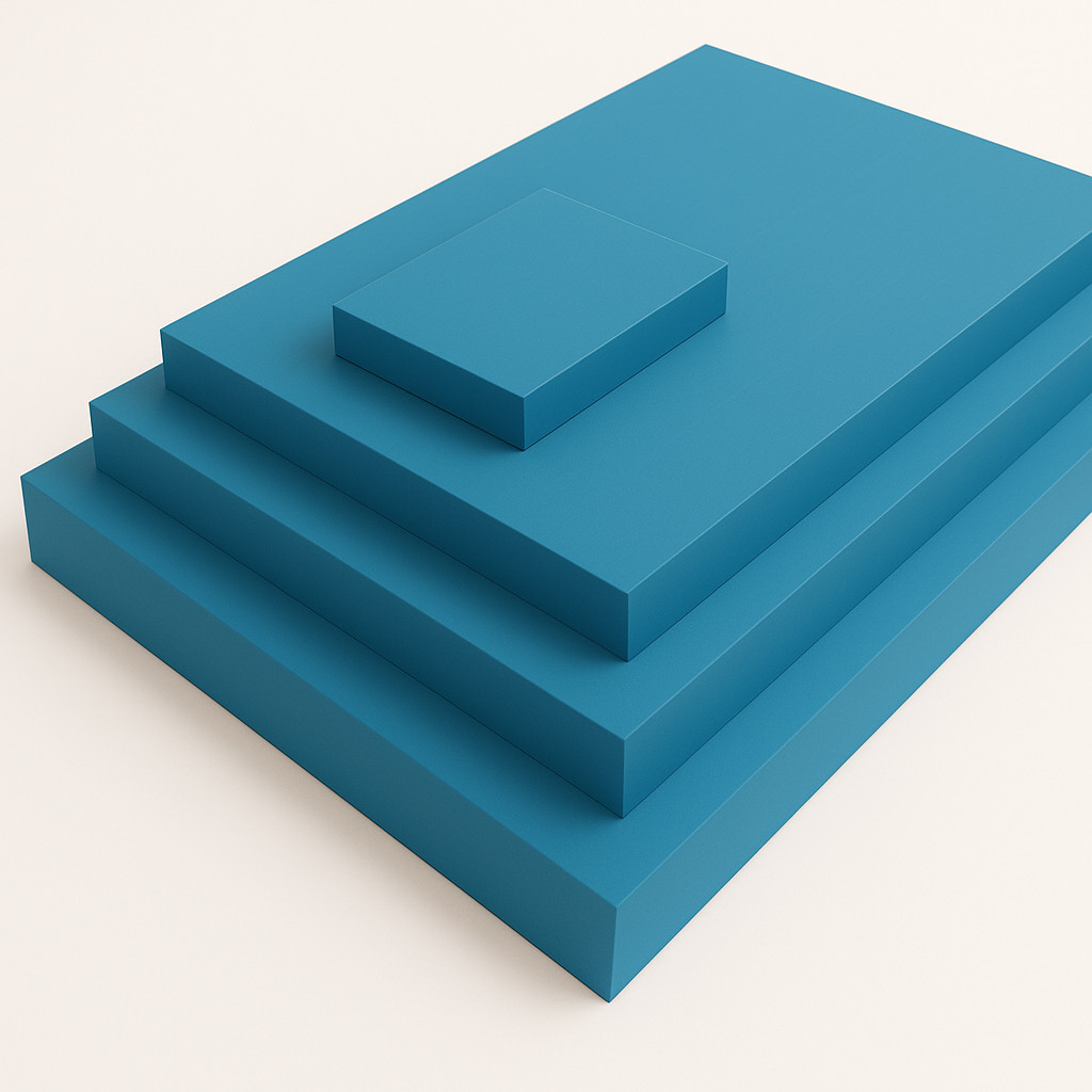 POM+PE blau Zuschnitte (10-70 mm Stärke)