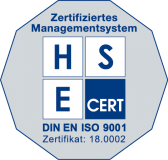 HSE CERT-Siegel DIN EN ISO 9001