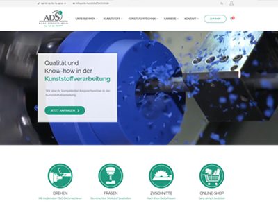 Screenshot der ADS Kunststofftechnik Homepage.