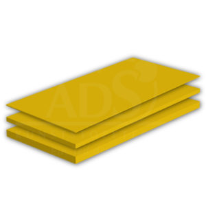 Drei gelbe PE 1000 Platten in unterschiedlicher Stärke liegen aufeinander.